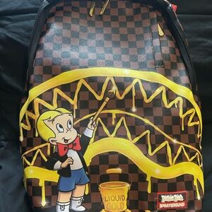 Sprayground Brown and Yellow Checkered Backpack